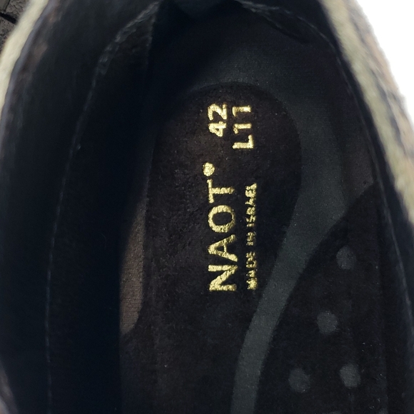 NAOT HELM BROWN LEATHER CHEETAH PRINT SUEDE SIDES ZIP BOOTIES WOMEN'S 42 L 11 - Picture 11 of 11